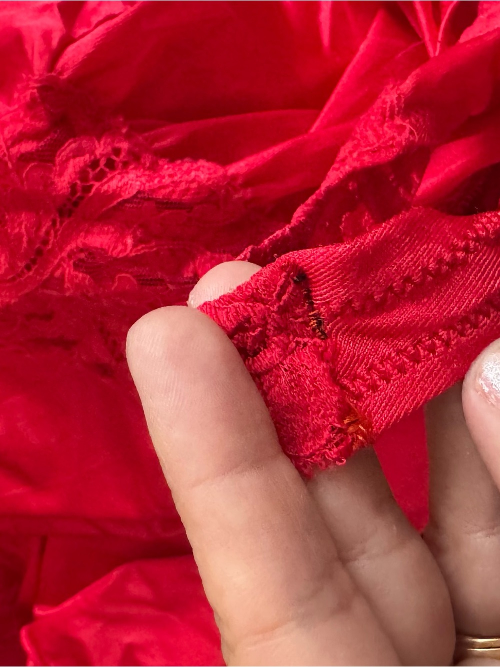 Vintage Olga Red Nightgown Large Made in USA 92270 Full Sweep Tricot - Picture 11 of 12